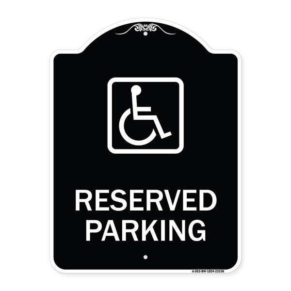 Reserved Parking HandicappedBlue Heavy-Gauge Aluminum Architectural Sign, 24" x 18", BW-1824-23158